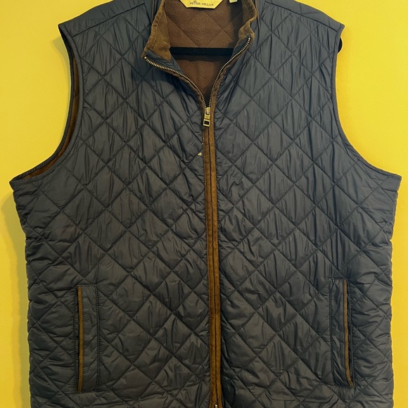 Peter Millar Essex Quilted Vest - Navy & Brown XL small flaw - Picture 1 of 6